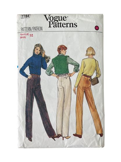 Vogue 7784 Womens Size 12 Trousers Pants