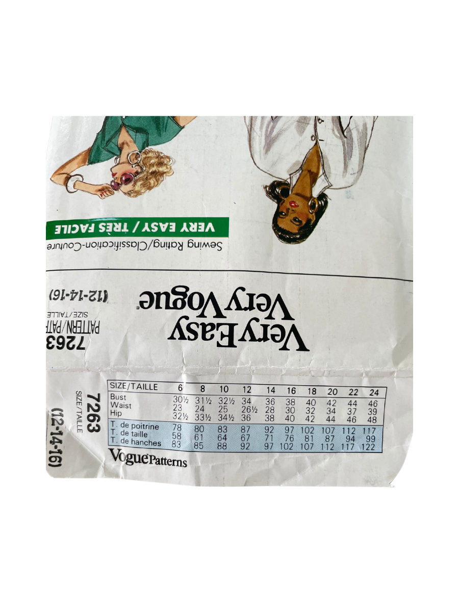 Vogue 7263 Womens Size 12 Jumpsuit Playsuit