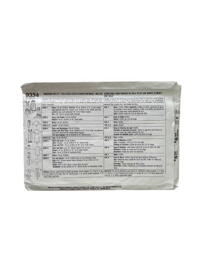 Simplicity 9334 Doll Size 11&