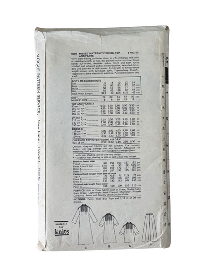 Vogue 9280 Womens Size 12 Maternity Dress Top