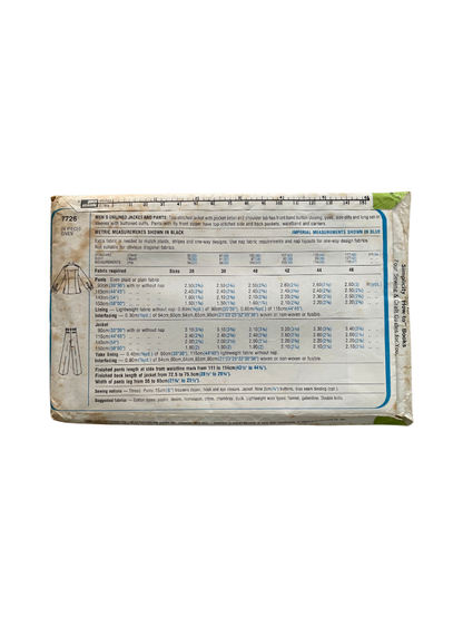 Simplicity 7726 Mens Jacket Trousers FF