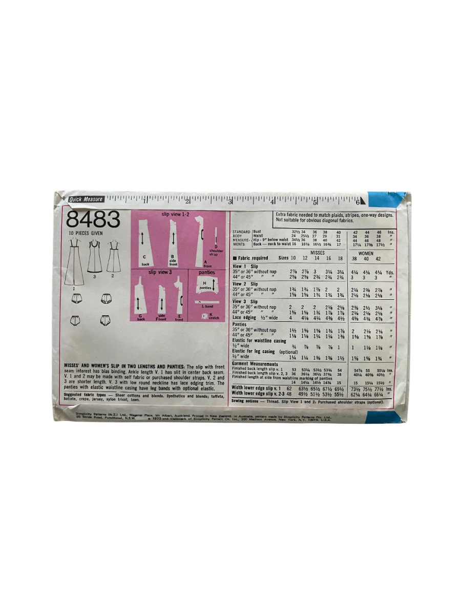 Simplicity 8483 Womens Size 12 Slip FF