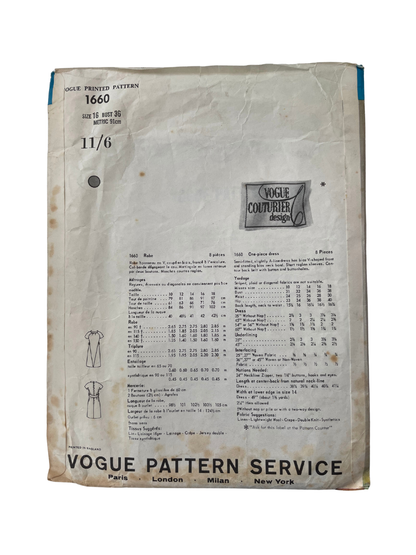 Vogue 1660 Womens Size 12 Dress