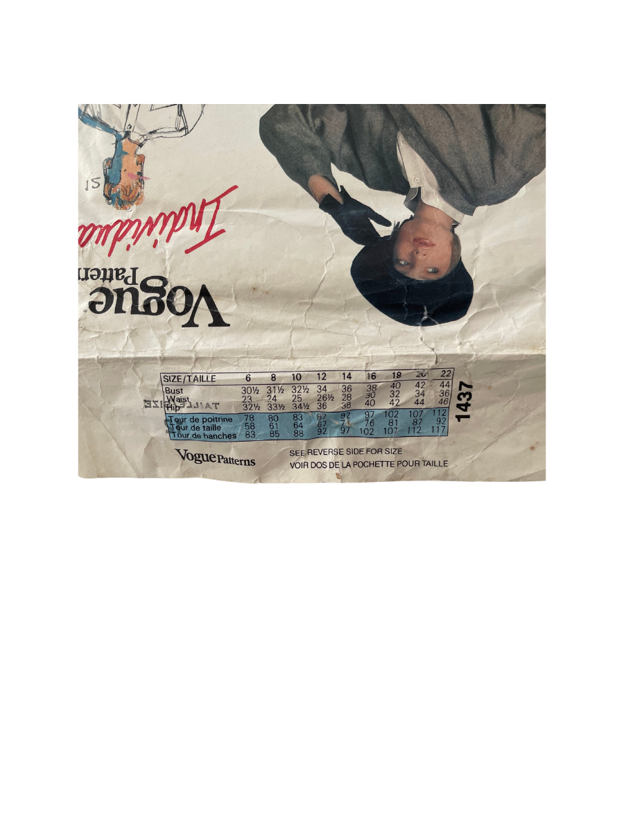 Vogue 1437 Womens Size 10 Jacket Skirt Shirt