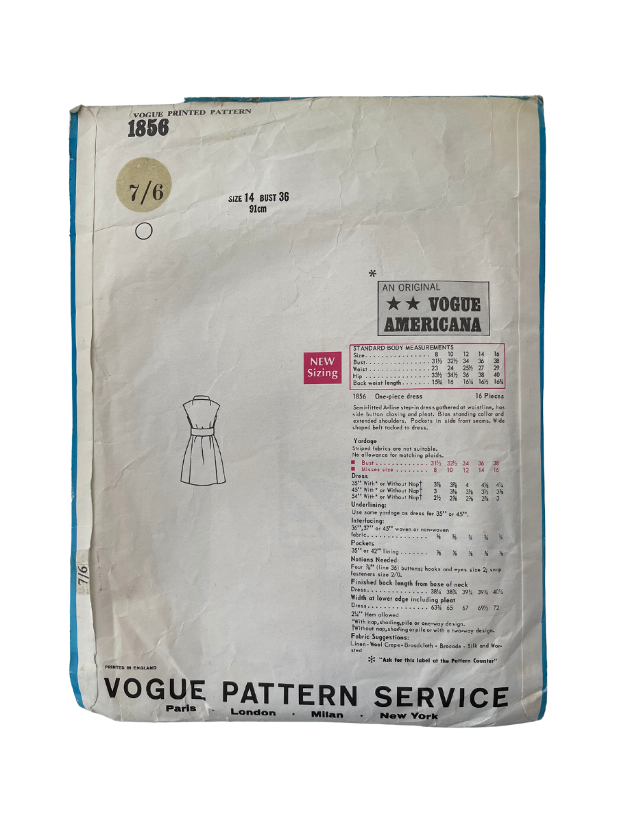 Vogue 1856 Womens Size 12 Dress FF