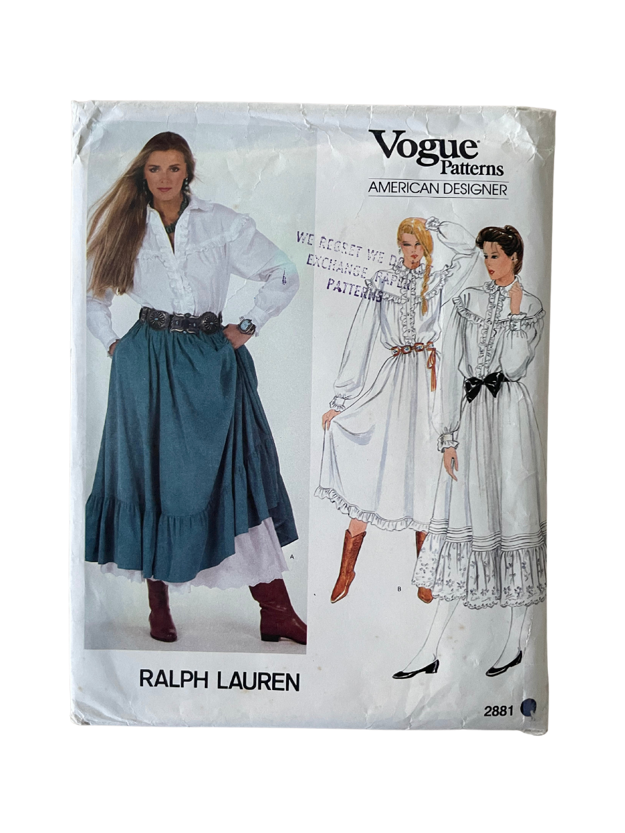 Vogue 2881 Womens Size 12 Blouse Dress Skirt FF