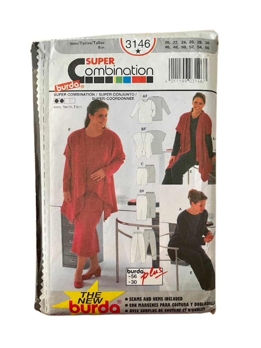 Burda 3146 Womens Size 20-30 Shirt Top Skirt Trousers FF