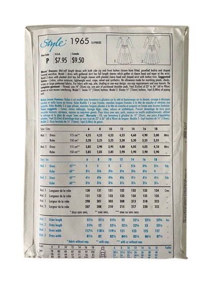 Style 1965 Womens Size 4-16 Dress FF