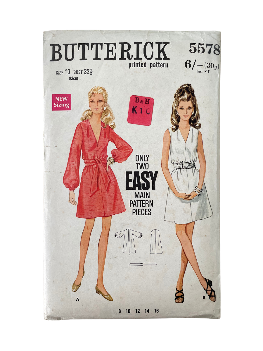 Butterick 5578 Womens Size 8 UK Dress