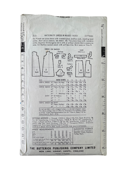 Butterick 2121 Womens Size 8 UK Maternity Dress