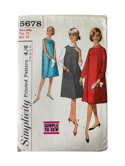 Simplicity 5678 Womens Size 10 Maternity Dress FF