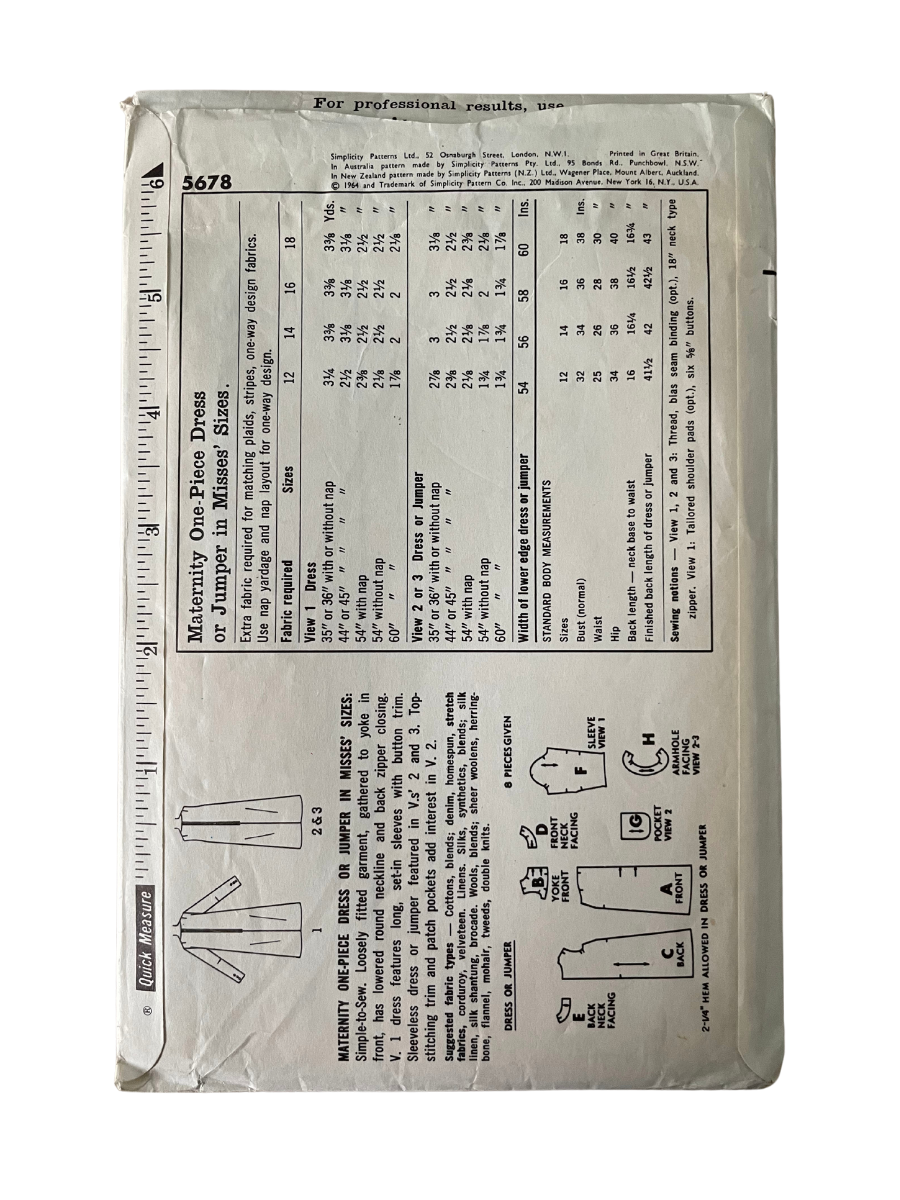 Simplicity 5678 Womens Size 10 Maternity Dress FF