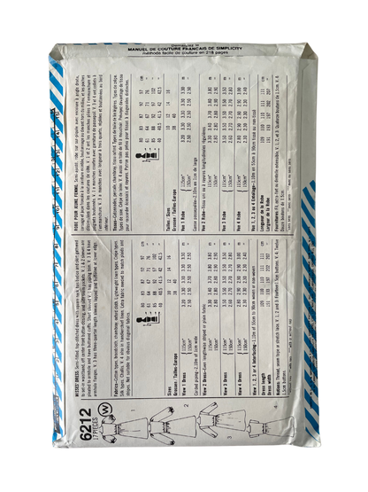 Simplicity 6212 Womens Size 8 UK Dress FF