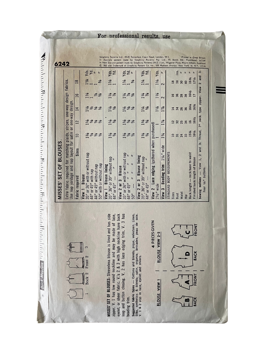Simplicity 6242 Womens Size 14 UK Top
