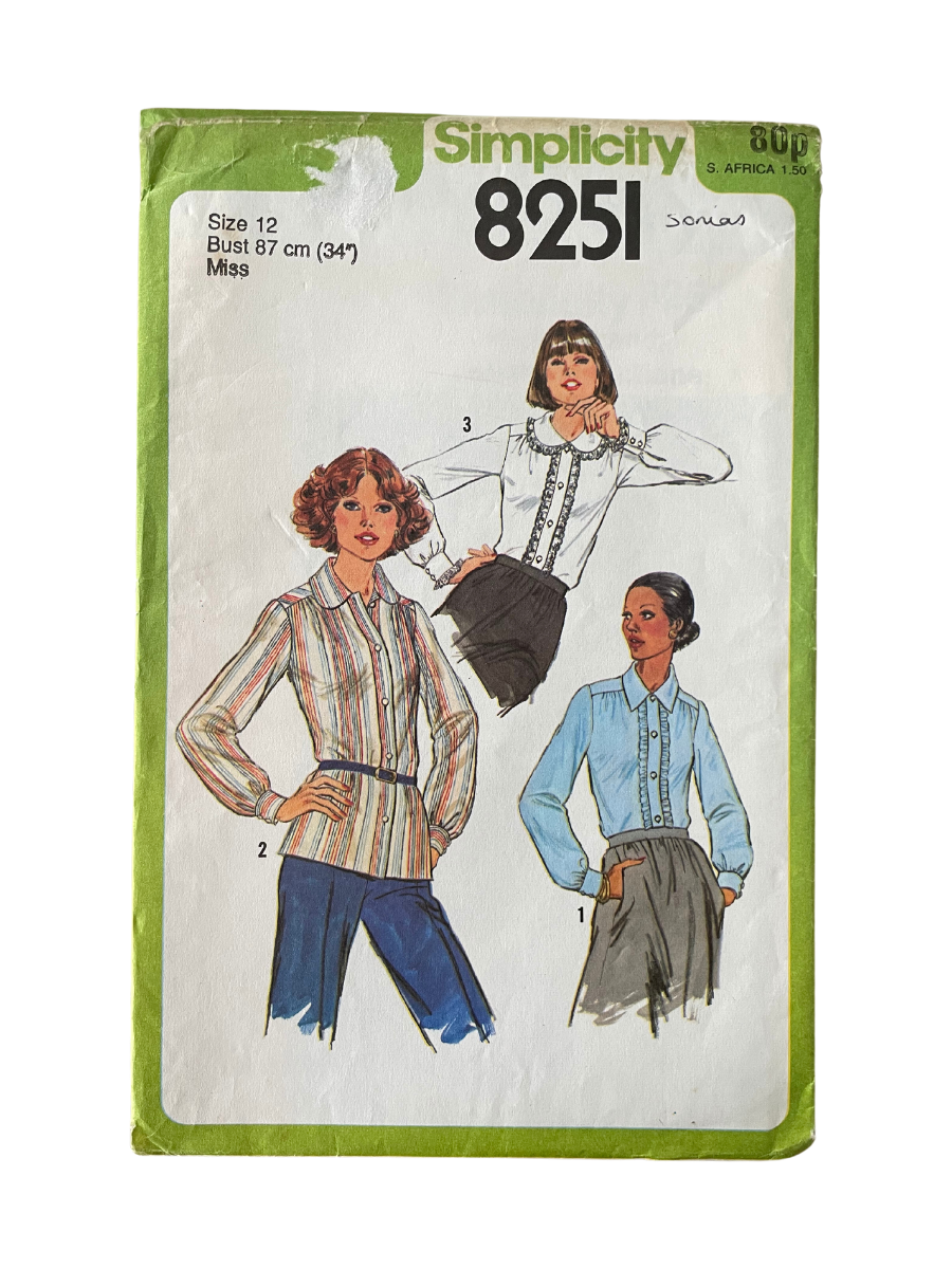 Simplicity 8251 Womens Size 10 Top Shirt Blouse FF