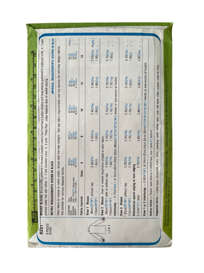 Simplicity 8251 Womens Size 10 Top Shirt Blouse FF