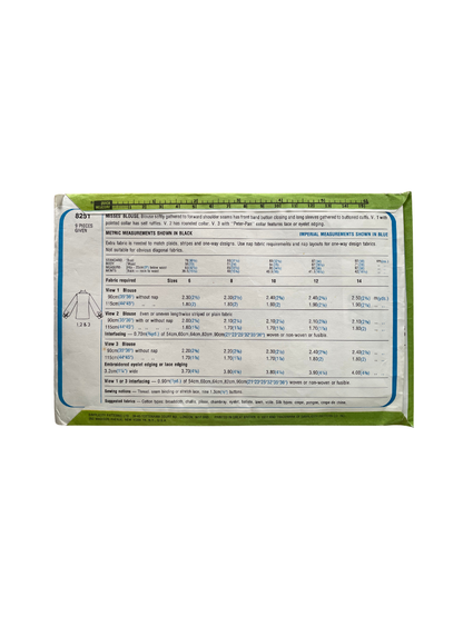 Simplicity 8251 Womens Size 10 Top Shirt Blouse FF