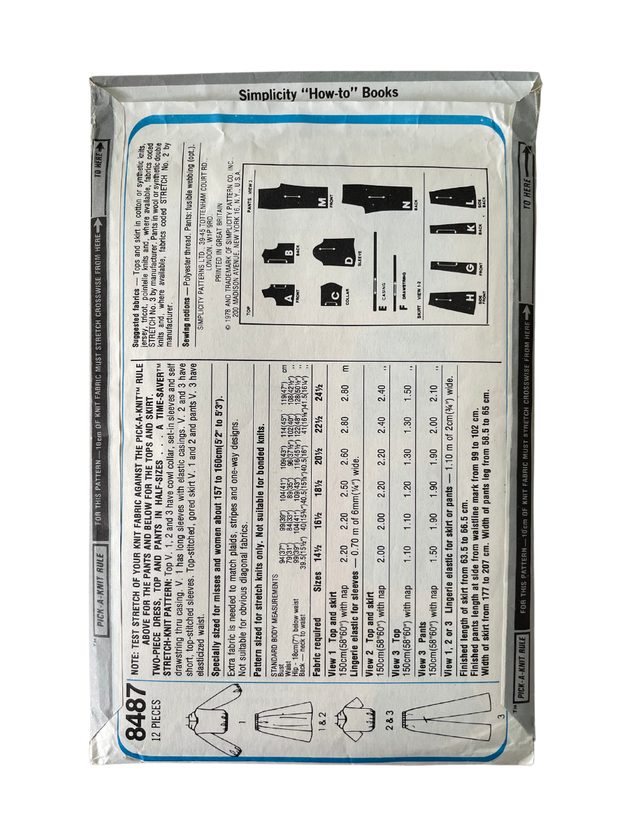 Simplicity 8487 Womens Size 14-18 Top Skirt Trousers FF