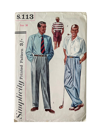 Simplicity S.113 Mens Size 36&quot; Trousers Shorts