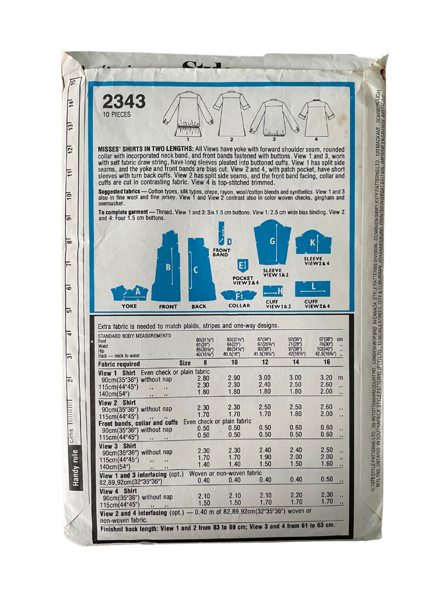 Style 2343 Womens Size 10 UK Shirt Blouse FF