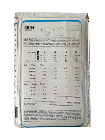 Style 3894 Womens Size 8-12 UK Blouse Shirt FF