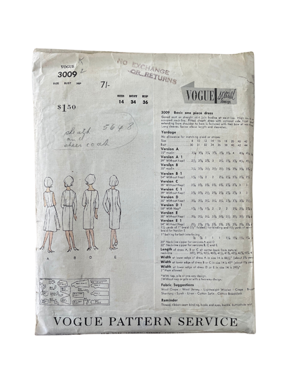 Vogue 3009 Womens Size 10 UK Dress