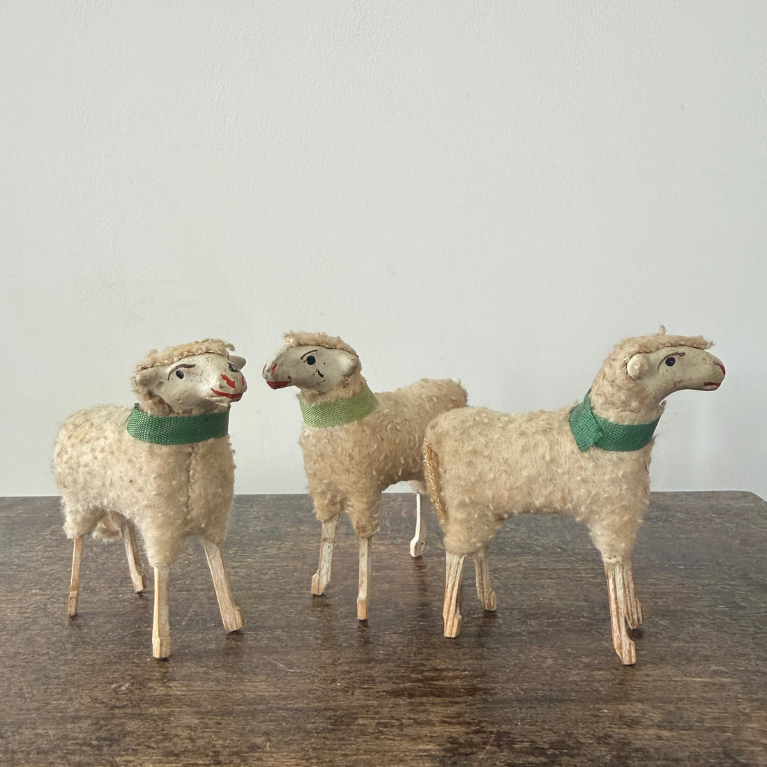Antique German Putz Sheep Set Erzgebirge Nativity Figures c1920