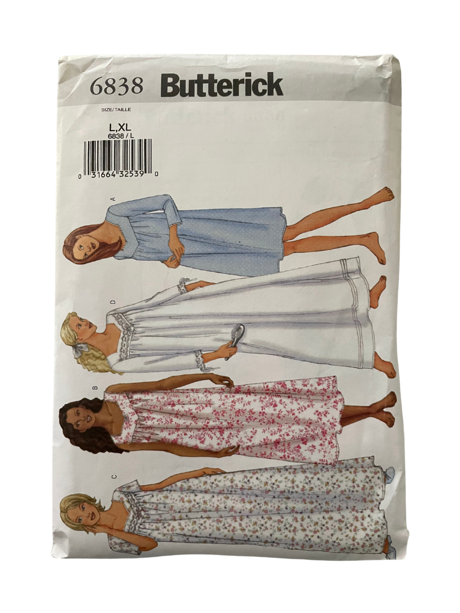 Butterick 6838 Womens Size L-XL UK Petite Nightdress Nightgown FF