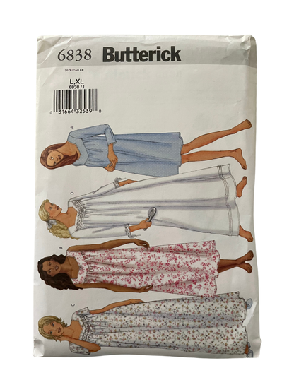 Butterick 6838 Womens Size L-XL UK Petite Nightdress Nightgown FF
