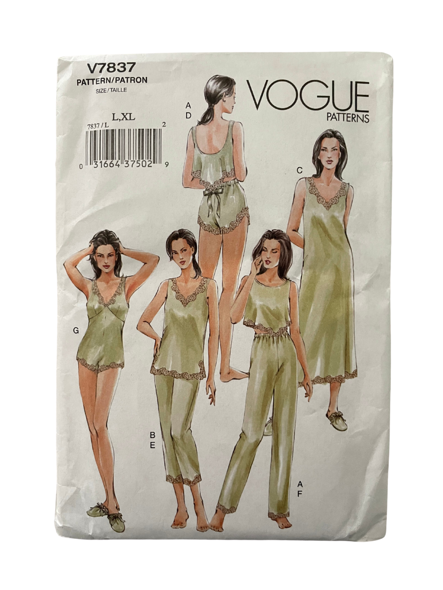 Vogue V7837 Womens Size 14-20 UK Petite Camisole Top Bottoms Nightdress FF