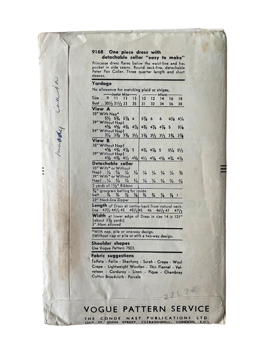 Vogue 9168 Womens Size 10 Dress FF