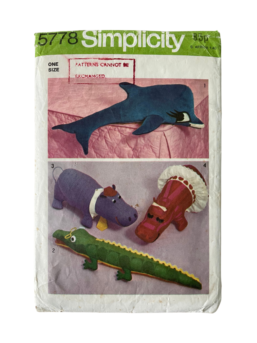 Simplicity 5778 Soft Toy Animals