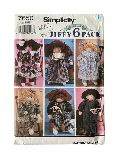 Simplicity 7650 Soft Toy Doll and Clothes FF