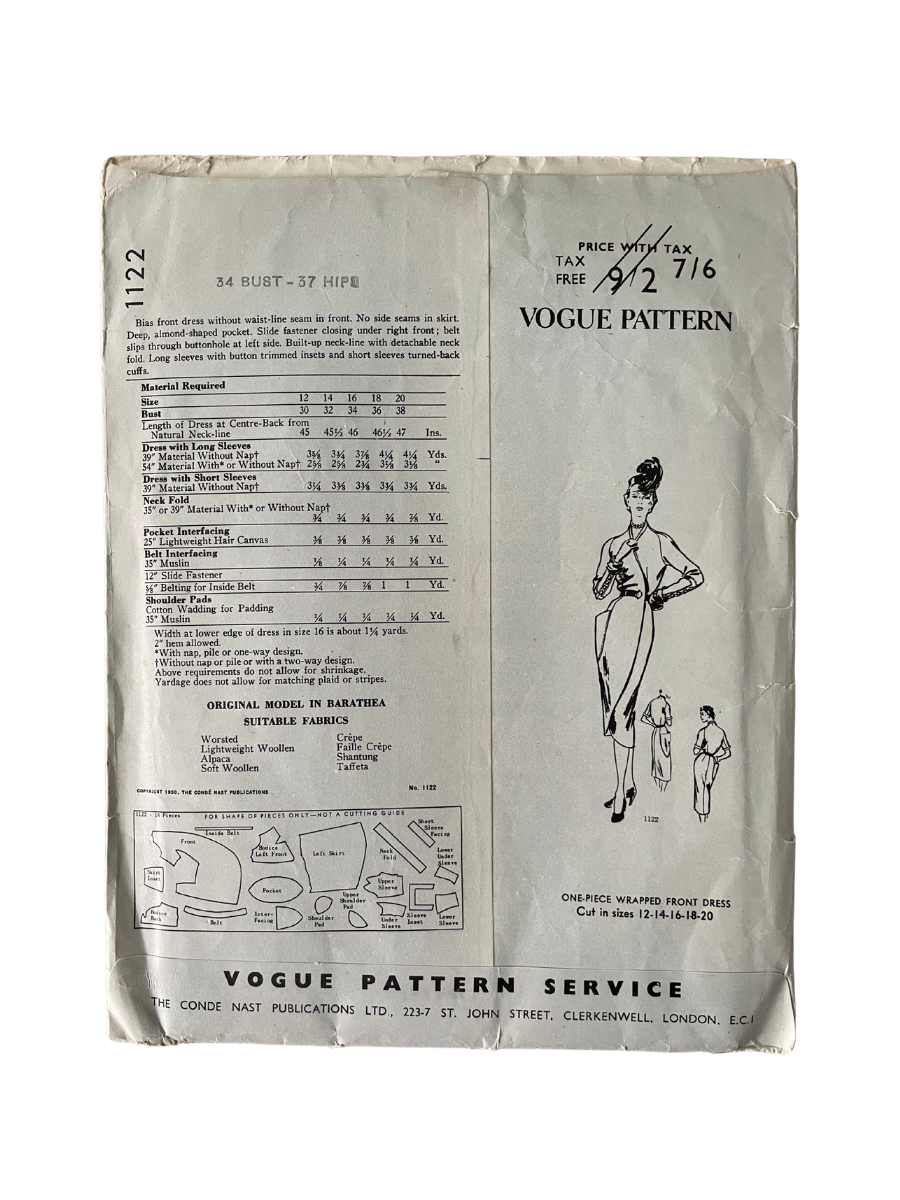 Vogue 1122 Womens Size 10 Dress FF