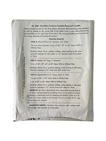 McCalls 2467 One Size Cushions FF