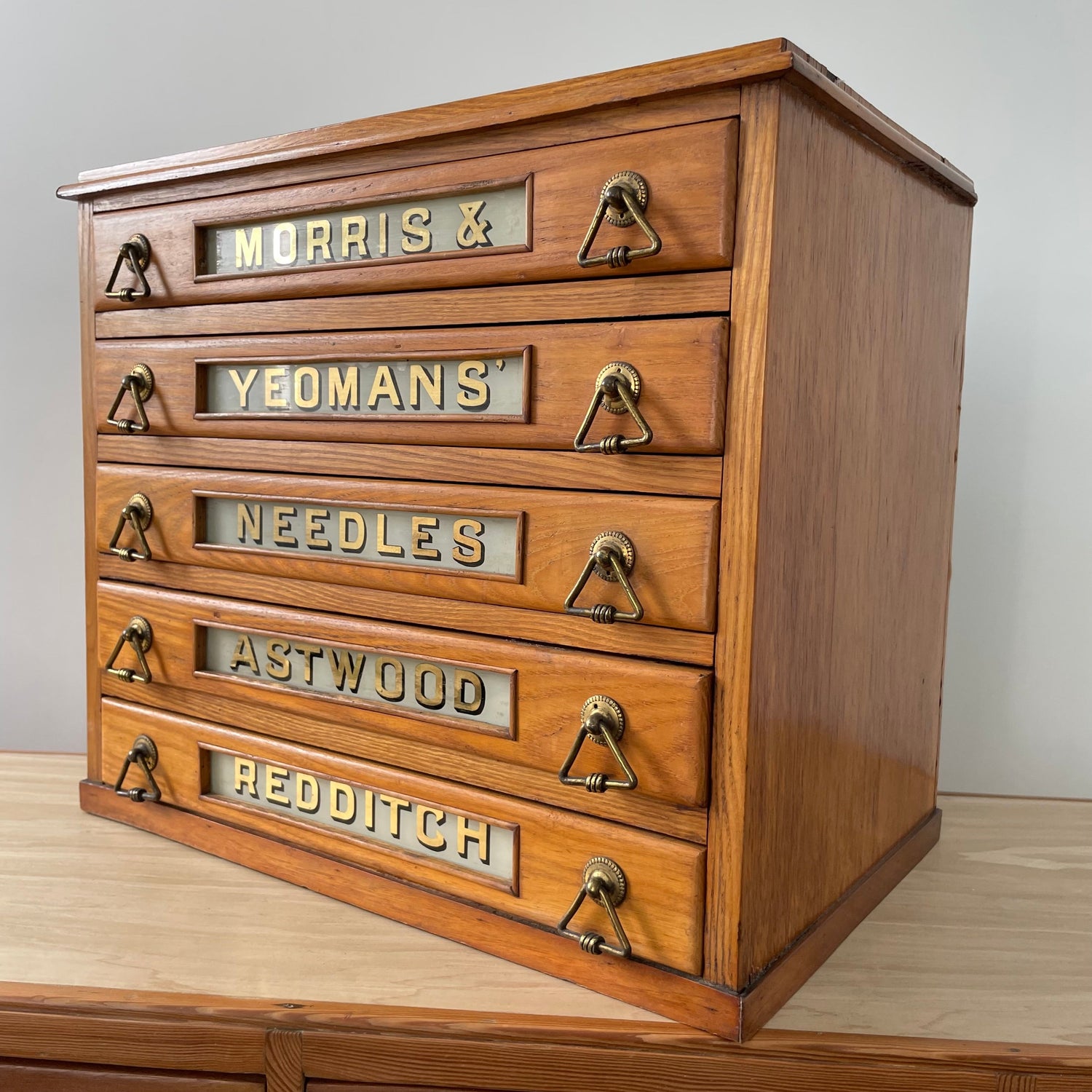 Antique Morris &amp; Yeomans Needle Haberdashery Cabinet
