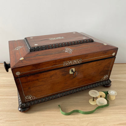 Antique Rosewood Sewing Box – Dated 1839 with Original Tools &amp; Provenance