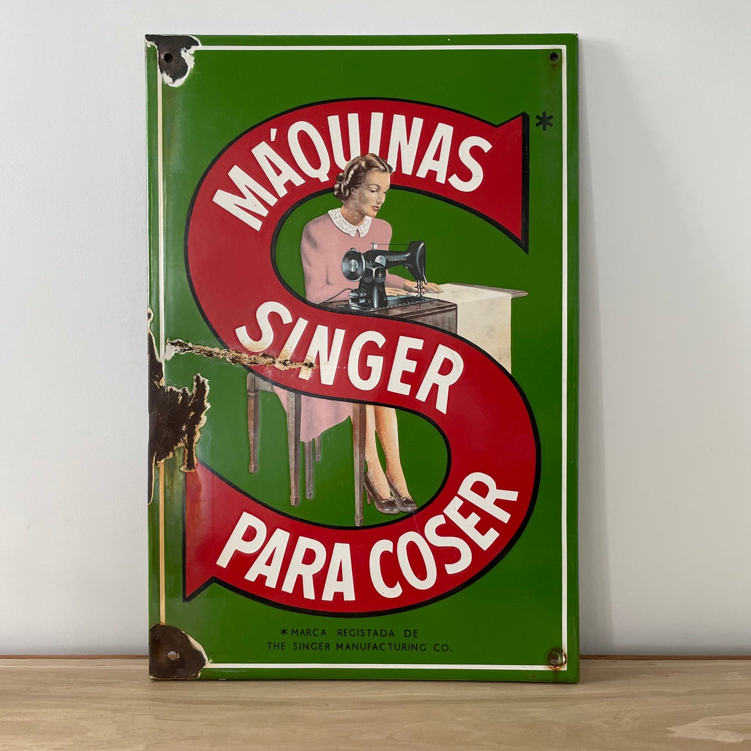 1940s Singer Shop Advertising Enamel Sign