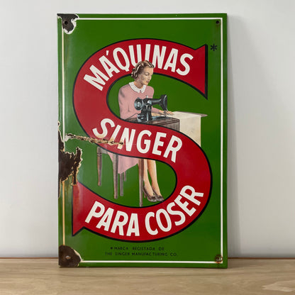 1940s Singer Shop Advertising Enamel Sign