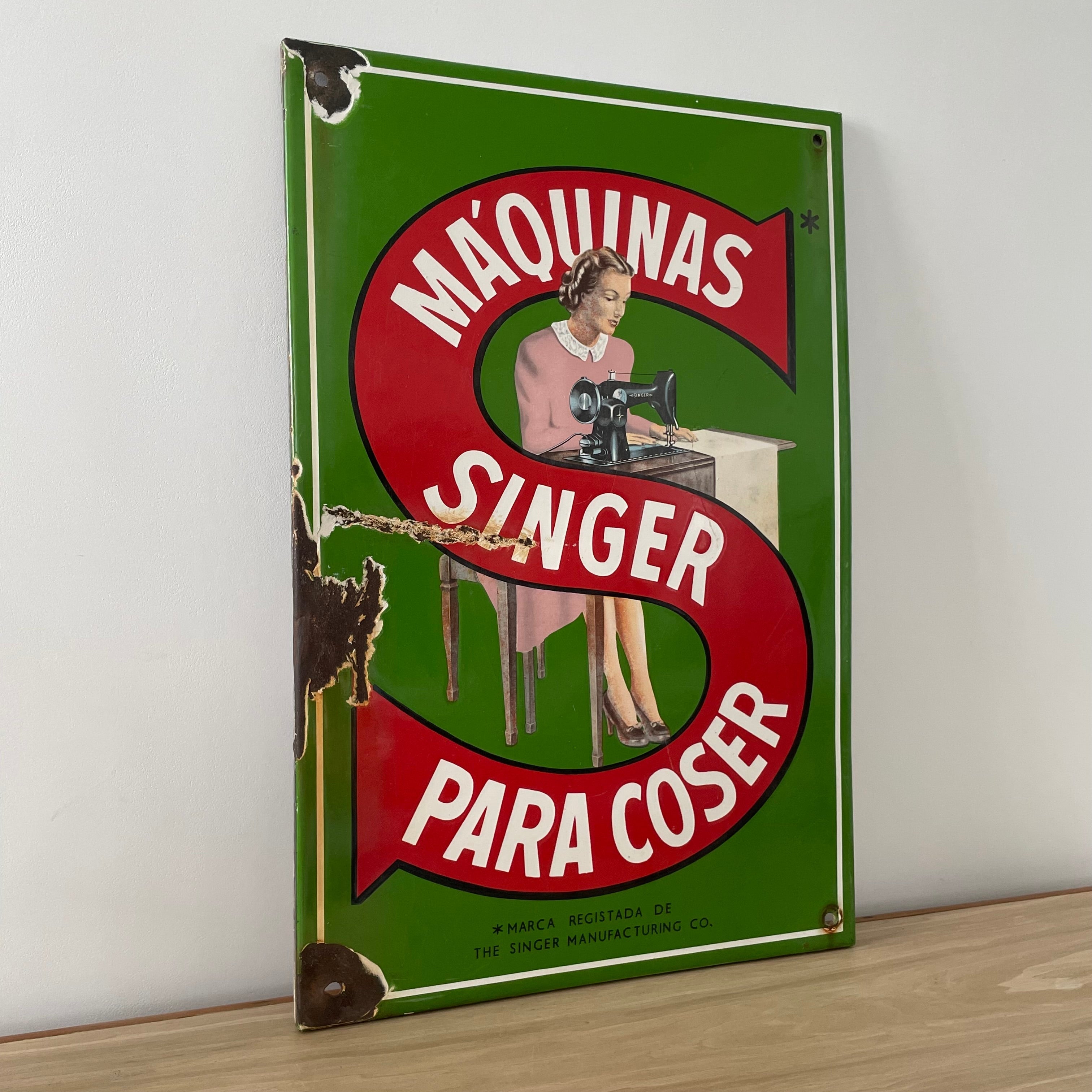 1940s Singer Shop Advertising Enamel Sign