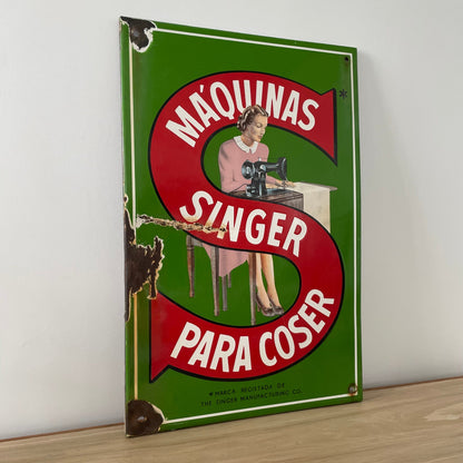1940s Singer Shop Advertising Enamel Sign