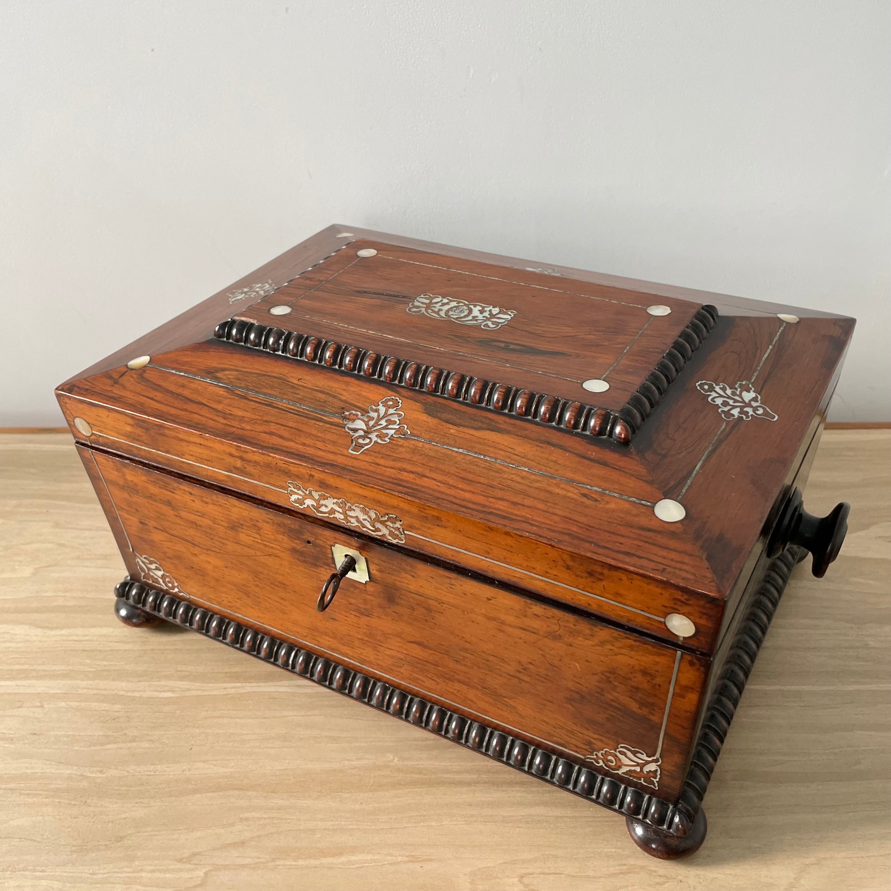 Antique Rosewood Sewing Box – Dated 1839 with Original Tools &amp; Provenance
