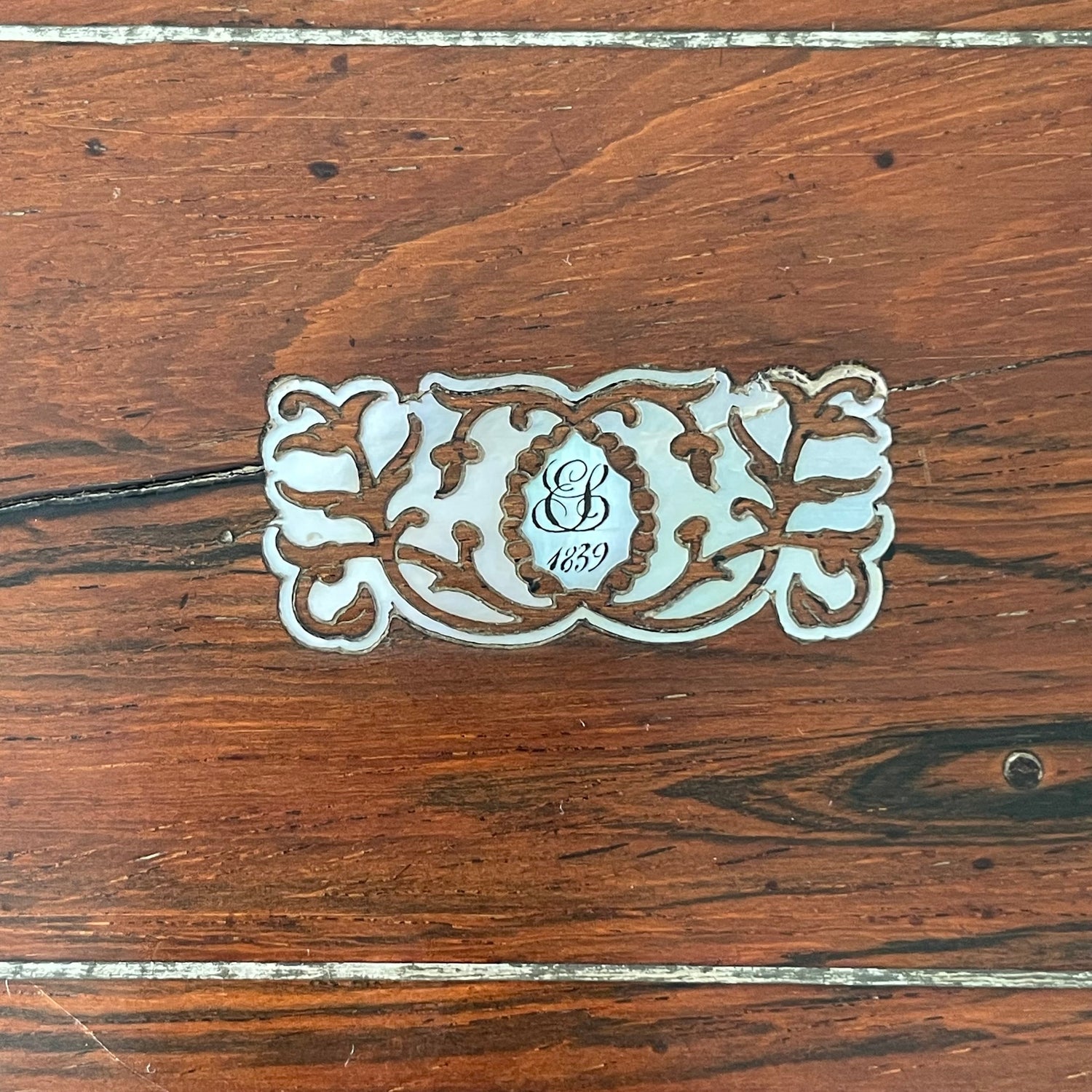 Antique Rosewood Sewing Box – Dated 1839 with Original Tools &amp; Provenance