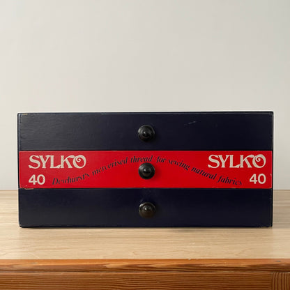 Vintage Sylko Navy and Red Haberdashery Cotton Reel Drawers