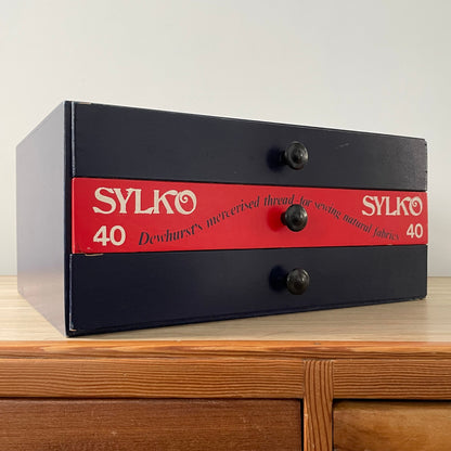 Vintage Sylko Navy and Red Haberdashery Cotton Reel Drawers