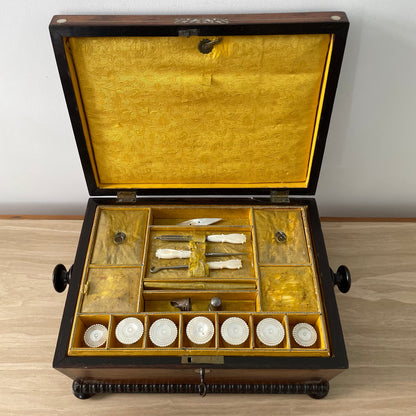 Antique Rosewood Sewing Box – Dated 1839 with Original Tools &amp; Provenance