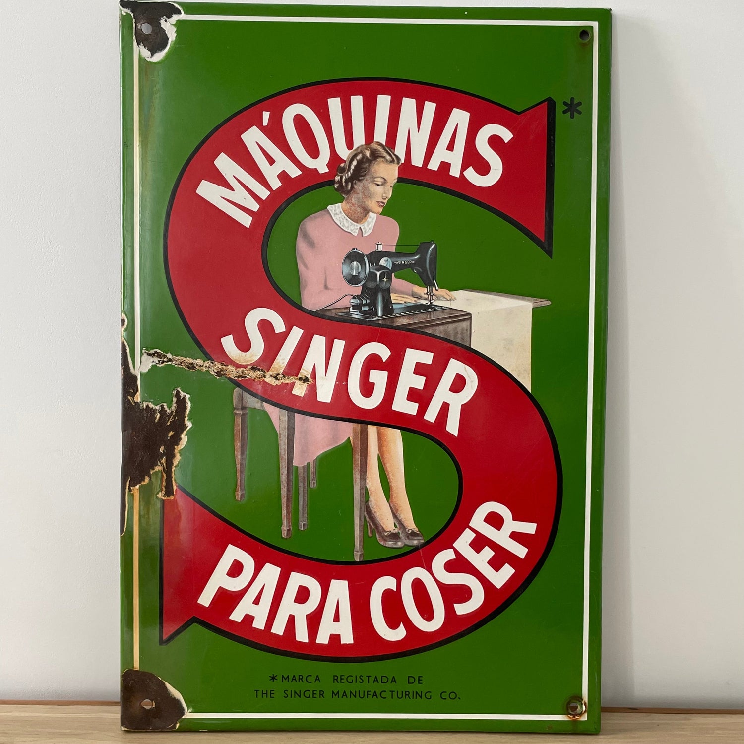 1940s Singer Shop Advertising Enamel Sign