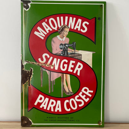 1940s Singer Shop Advertising Enamel Sign