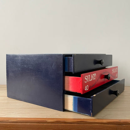 Vintage Sylko Navy and Red Haberdashery Cotton Reel Drawers