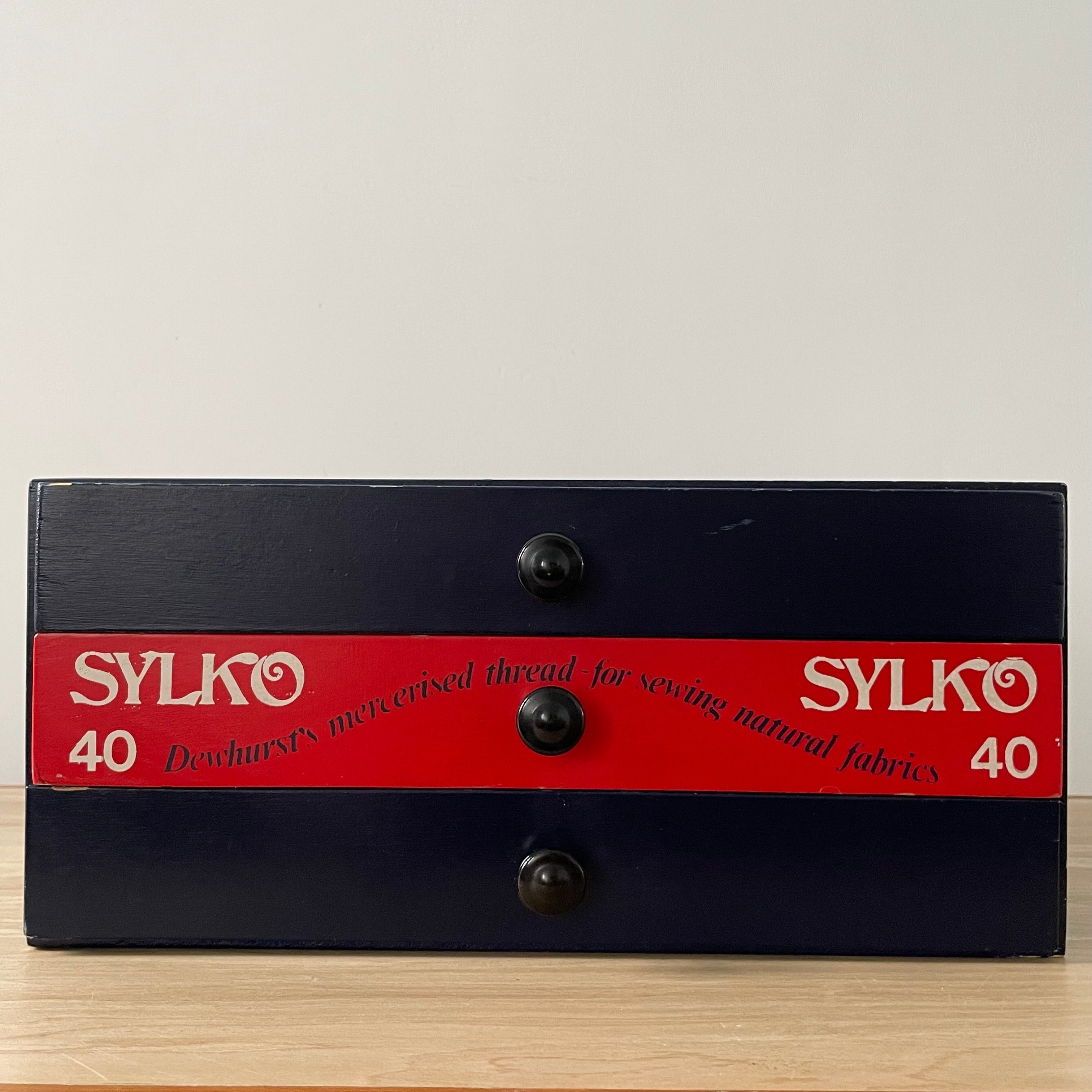 Vintage Sylko Navy and Red Haberdashery Cotton Reel Drawers